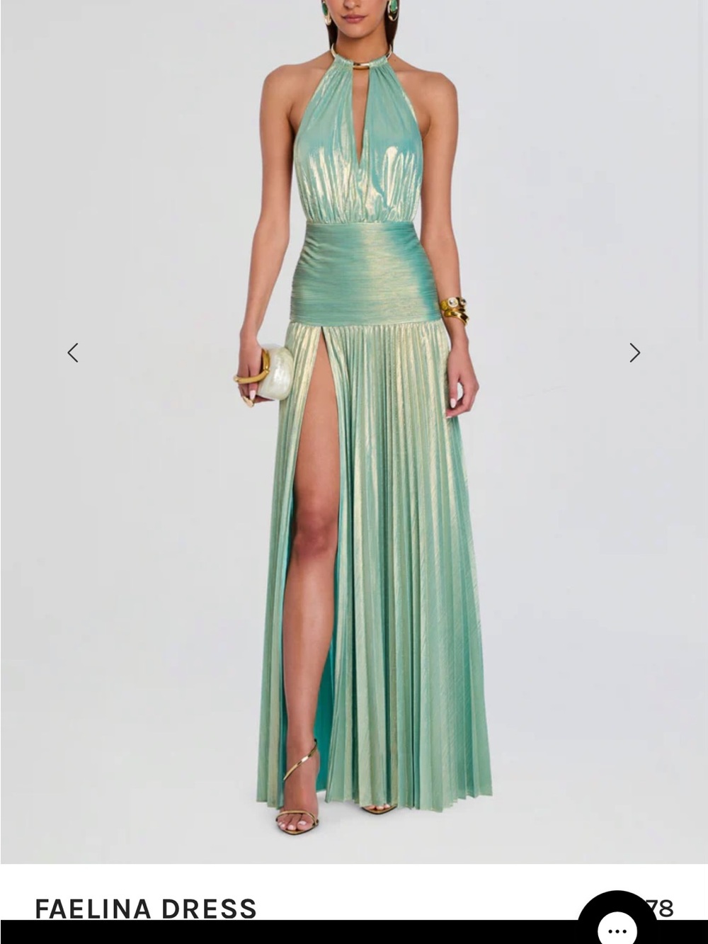 Faelina Dress- Golden Mint Green Halter Maxi Dress